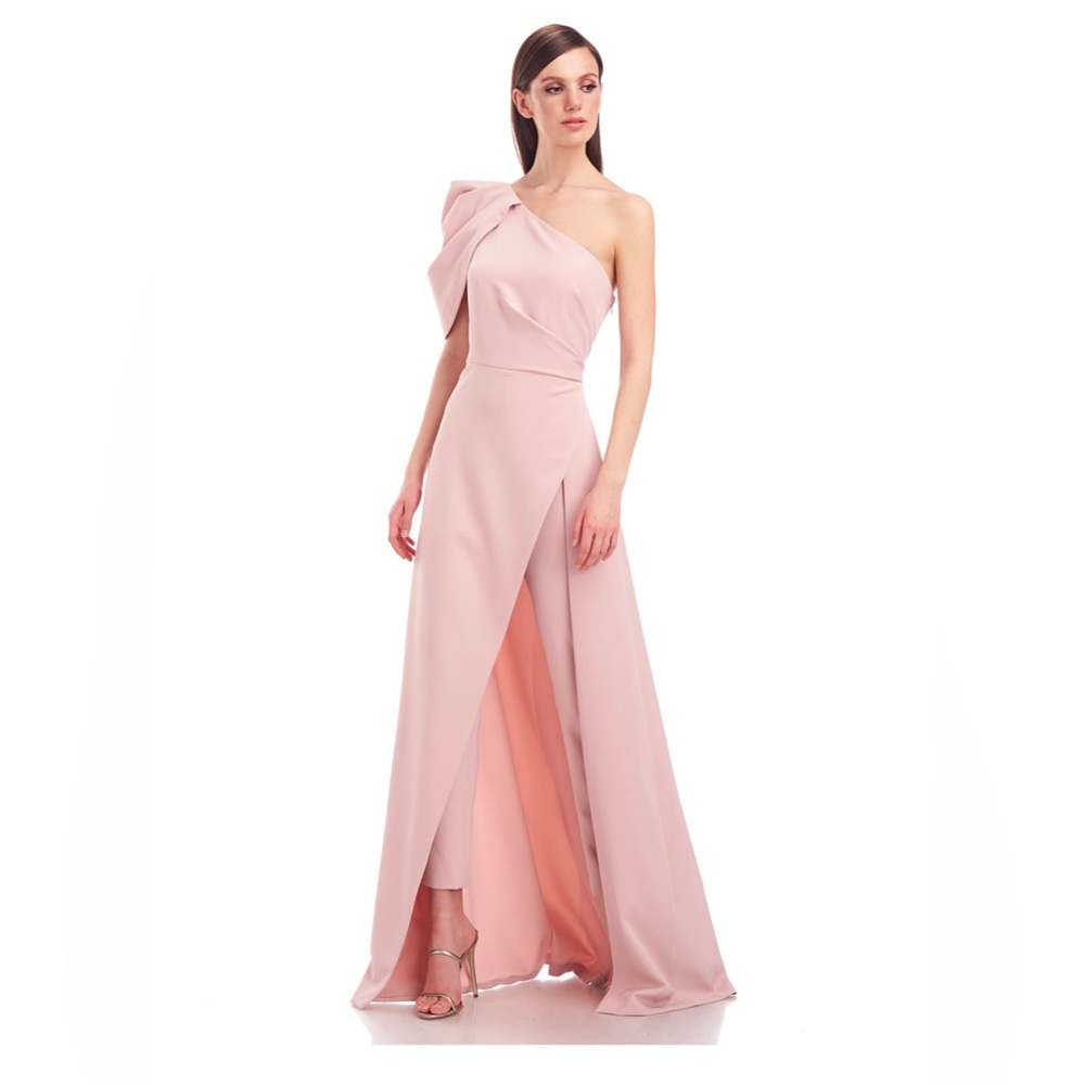 NWT! Kay Unger BIJOU SHOULDER DRAPED JUMPSUIT. Sz. 14.